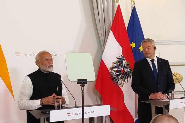 Vienna: Indian PM Moodi Welcomed by Federal Chancellor Karl Nehammer (ÖVP)